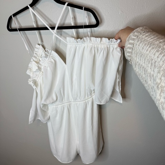 Lulus Catch Me Crushing White Off-the-Shoulder Romper - Picture 6 of 14
